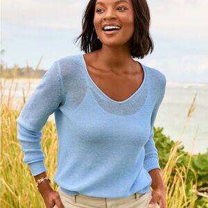 Tommy Bahama Light Blue V-Neck Women's Sweater